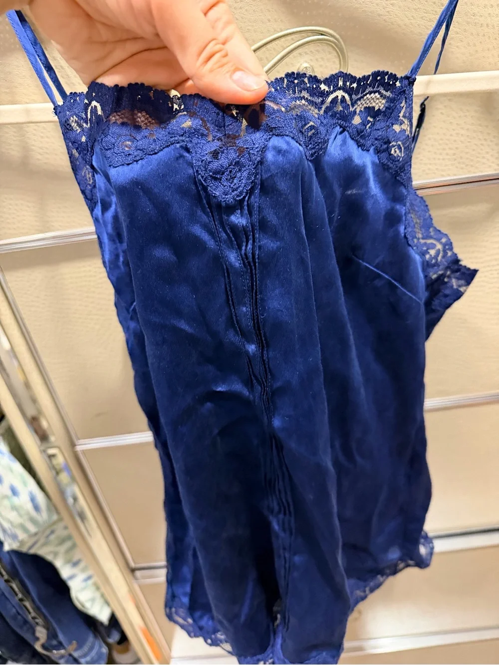 Vintage Libertine for Target Silky Royal Blue Lace Trim Cami Top